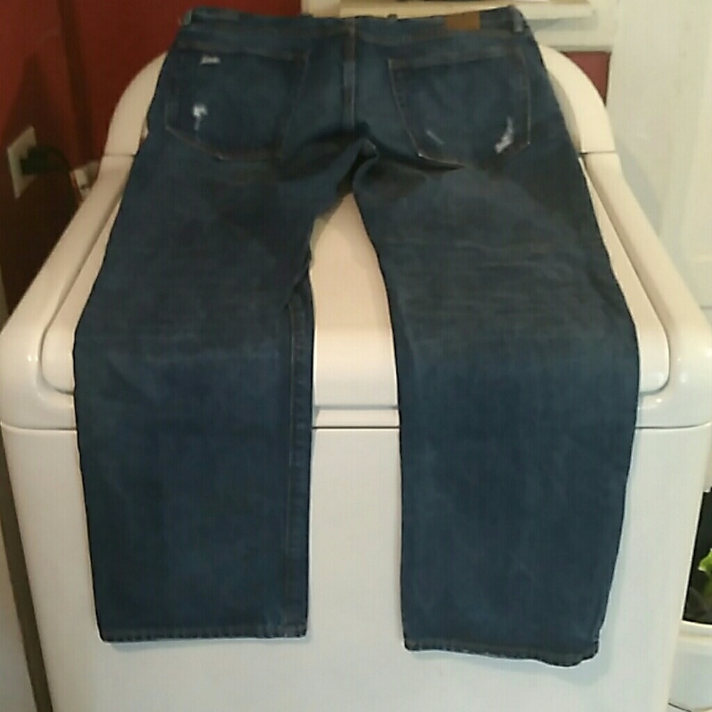 Mens gap 1969 distressed straight blue jeans 36x32